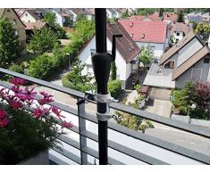 Soporte de balcón para sombrilla de 25.5 hasta Ø 40 mm - 2 pcs - balcón soporte para paraguas - Grande - Para 25-40 mm de diámetro - distancia de la sombrilla para balcón barandilla para al aire libre o en interiores con correas