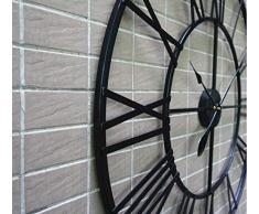 Relojes de pared Estilo europeo 3D Metal grande Números romanos decorativos Esqueleto Reloj negro silencioso para cocina, dormitorio, jardín, sala de estar, estudio, oficina ( Tamaño : 80cm/34in )