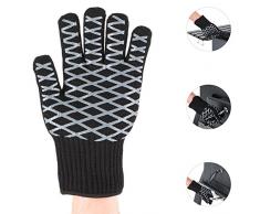 oneConcept Meatlove XL Pareja de guantes térmicos 350° C resistentes al calor (Protección quemaduras, detalles silicona para excelente agarre, ideal barbacoa o parrilla, chimenea, exterior 100% aramida, interior 65% algodón