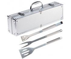 Ultranatura 200100000075 - Utensilios de acero inoxidable para barbacoa, 3 piezas, en maletín de aluminio