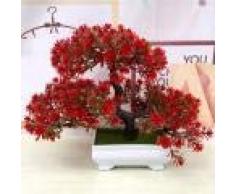 LIXIFF Flores Artificiales Simulación de bonsái de Pino de Bienvenida Flores y Coronas Decorativas Plantas de Maceta Verdes Falsas Decoración del hogar, 3