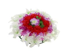 PETSOLA Corona De Flores Artificiales con Paneles De Plástico Corona De Flores Memorial Sepulcro 60 Cm - F, 60cm