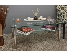 ts-ideen - Mesa auxiliar (cristal y acero inoxidable, 110 x 60 cm, vidrio templado de 10 mm)