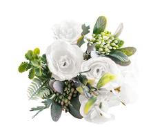 Flushzing Paño de Seda Ministerio del Interior Rose Artificial Rosa de la Boda Falso Fiesta de la Boda Flor de Rose Artificial Realista y Decorativo Ramo de Rosas, Blanca