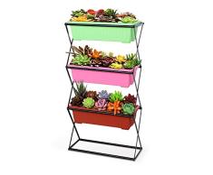 Galapar Huerto Vertical Plegable con 4 Jardineras, Interior o Exterior Soporte de Jardinero Soporte de pote de Flores Estante de exhibición 51.5 x 21 x 93 cm
