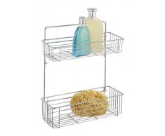 Wenko 15941100 Avesta - Estantería de pared metálica para el baño con 2 bandejas