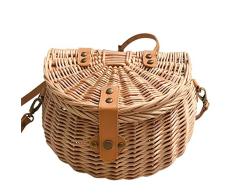 Children Bicycle Baskets,Wicker Bike Basket Front Handle Bar Bike Basket,Handmade Rattan Woven Basket With Lid & Shoulder Strap For Kids