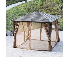 DZWJ Gazebo de Aluminio de Patio de 3 x 3 m, Techo de Metal con Techo rígido, Carpa de Fiesta, jardín, Refugio al Aire Libre