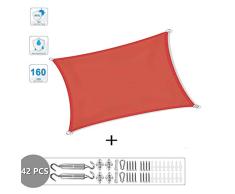 XXJF Toldo Vela De Toldos Exterior Rectangular Protección Rayos UV Toldo Vela PES , Resistente Desgarro Y,protección para Jardín Patio Piscinas Exteriores Jardín (Color : Orange Red, tamaño : 2x4m)