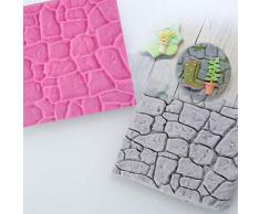 KXCLL 2 Piezas Línea de Pared de Piedra de adoquín Formas de Grano Impresión de Silicona Estera de Textura Molde de azúcar Fondant Decoración de Pasteles Artesanía