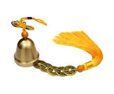 BESPORTBLE Suerte Chino Feng Feng Shui Campana de Cobre Vintage con I-Ching Fortuna Moneda Colgando Campanilla de Viento Buena Suerte Campanas de Bendición para La Riqueza Y Seguro