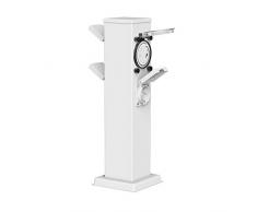 ledscom.de Columna de Toma de jardín Polly Blanca para el Exterior, Triple con Reloj Temporizador, Acero Inoxidable, Angular, 38cm
