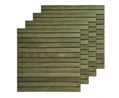 Loseta rígida en madera de Pino Melix con tratamiento Lasur Verde (Riesgo III), lamas lijadas y cepilladas - Suelo exterior (Pack de 4 unidades)
