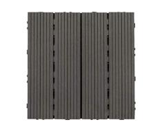 30 cm x 30 cm madera - Compuestos de plástico entrelazados para suelos empalmados, azulejos de WPC para jardín, patio, balcón, azotea, suelos de baldosas., gris