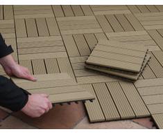 EVERFLOOR WPC 4600-1000-005 - Baldosas de patio perfil macizo color teca, 10 piezas, 30 x 30 cm (aprox. 0,9m2)