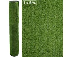 Mirtux - Cesped artificial Premium. Altura de 7mm. Rollos de 1x5 metros Para terraza, jardín, valla, piscina, perro etc (1x5)