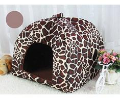 Demarkt 5 Tamaños Suave Caliente Bonito Precioso Mascota Perro Gato Fresa Cama Casa Cálido (leopardo)