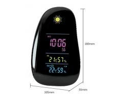 YLJYJ Reloj Despertador multifunción, pronóstico del Tiempo adoquín luz de Fondo HD Reloj electrónico multifunción Temperatura y Humedad Interior y Exterior, Adecuado para Habitaciones Interiores