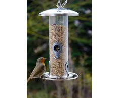 dobar 10089 Forro dispensador con Cuatro Puestos de Forro para pájaros, Comedero para Colgar Comedero para pájaros Salvajes, 14 x 14 x 26 cm, Metal