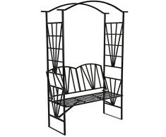 TecTake Arco de metal para rosas Arco de jardín Plantas con banco pérgola banco jardin
