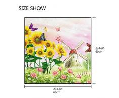 FANTAZIO - Bufanda y pañuelo para la cabeza, diseño de molino de viento, diseño de flores