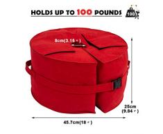 Laxllent Base de Sombrilla,Bolsa de Peso para Sombrilla,Parasol Base,Base de Parasol,18" Redondo,para Sombrilla,Paraguas Voladizo,Asta de Bandera,φ46x 25cm,Rojo (Contener 100 lbs Arena)