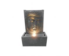 HOMEA 5 ftn070 a Estatua dibujo fuente placa cabeza Buda hormigón/de fibra de vidrio gris 32 x 17 x 46 cm