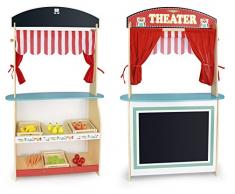 Juguete 3 En 1 Teatro De Títeres De Madera Teatro y Mercado De Código De Barras Teatro De Marionetas Puesto De Mercado De Juguete Tienda De Juguete De Madera Maciza Tienda De Juguete Tienda Mostrador De Verduras Theater Caja