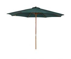Outsunny Sombrilla Parasol Verde mástil de Madera Terraza Playa Jardin Piscina Camping 3m Diámetro