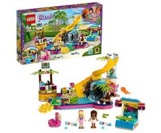 LEGO Friends - Fiesta en la Piscina de Andrea Nuevo set de construcción con Tobogán de Juguete, Catarata y Puesto de DJ (41374)