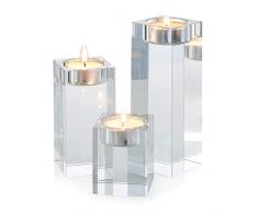Sziqiqi Un Juego(Tres Piezas) De Candeleros Cristales De Vidrio Superior Adornos Creativos por Las Fiestas, Las Bodas Y Las Ceremonias, O por El Hogar Y Bar, Cuadrado