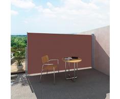 vidaXL Toldo Lateral Retráctil Poste de Acero Marrón 180x300cm Mampara Terraza