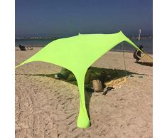 Quitasol Tienda de Playa + Anti-UV A prueba de viento Sun Shelter Pabellón con Sandbag Anclas, postes, bolsa de transporte Sombrilla para verano Beach Camping