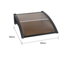 Marquesina para Puertas Ventanas Toldo Refugio de Nieve, Porche Delantero, Sombra Exterior, Techo, Hecho en Cubierta de Placa de PC Sólida (100x100cm, Marrón)