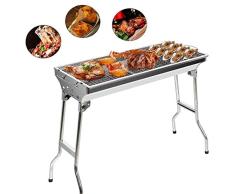 YGB Hogar Barbacoa Grill 2 en 1 BBQ Grill Portátil Plegable Ahumador de carbón para el jardín Familiar Cocina al Aire Libre Camping Senderismo Picnics Mochilero Fiesta de Barbacoa
