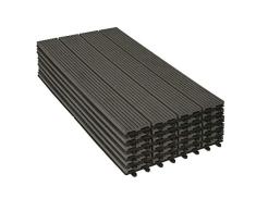 WOLTU 6x Suelo de WPC Baldosas de Madera Exterior para Porche Patios Jardin, 30 x 60 cm 1m² Suelo de Exterior Compuesta Azulejos Baldosas de WPC para Terraza Gris