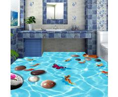 Leegt Fondo De Pantalla 3D Personalizado Piso Empedrado Pez Baño Etiqueta Engomada Del Piso Mural Espesado Papel Tapiz Impermeable3D Papel Pintado Fresco Wallpaper Mural 350cmX300cm