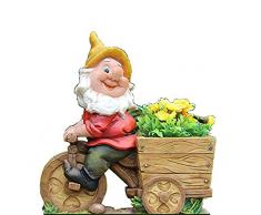Diseño enano con cabeza de flor NF 15156-2 Bicicleta XL 36 cm Alto Deko Jardín enano figuras en miniatura Decoración Diseño