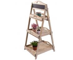 Home&Decoration YL15A050 - Estante plegable de madera para flores, soporte de tres niveles para macetas, jardín, balcón, terraza, interiores, exteriores, floristerías. 50x43x90 cm café antiguo