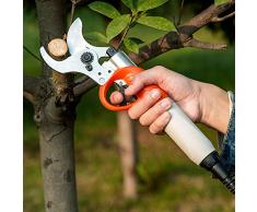 Tijeras de Podar Eléctricas Grande Apertura Máxima 30mm Podadera Jardín Portátil Cortadoras de árboles Ramas Automática con batería litio recargable funciona constante 10 horas,Con asta lunga