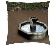 Fuente en el jardín - Funda de cojín (18