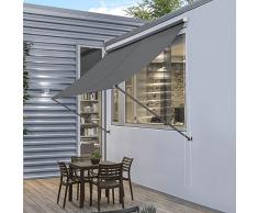 [pro.tec]® Toldo montando en la pared - Gris - 150 x 120 cm - Terraza Balcón Toldo extensible - Persiana de la ventana Exterior