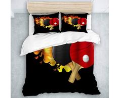 SUHETI Microfibra Juego de Cama Efectos 3 Piezas,Tenis de Mesa Sport Lover Theme，1（140x200cm）+2（50x80cm）