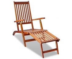 vidaXL Tumbona Jardín con Reposapiés Madera Acacia Hamaca CamaTomar Sol Playa
