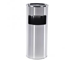 Songmics 60,5 x 24,5cm, 2 en 1 Cubo de Basura de Acero Inoxidable Cenicero de Pie Cenicero,30L, color plateado LTB17P
