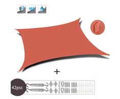 XXJF Vela De Sombra Sombra Rectangular Protección UV para Resistente E Lmpermeable,toldo Vela De para Patio Exteriores Céspede, Jardín, Exteriores, (Color : Orange Red, tamaño : 2.5x3m)
