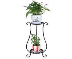 iVansa Estanteria para Macetas - Soporte Macetas Plantas Metálico - Escalera Estantería Decorativas de Plantas Flores para Decoración Exterior Interior Jardín de 2 Pisos - 33 x 33 x 60cm