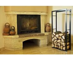DanDiBo Soporte de Madera Chimenea Madera Estante Interior Metal Negro 100 cm Madera Cesta Chimenea Madera Soporte Madera Estantería