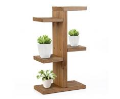 JYCRA - Estantería de madera para macetas, diseño de flores, para uso en interiores y exteriores, madera, café, 35x20x10cm