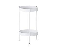 ZWJ J-Plant Soporte de Metal para macetas, Estante de pie de 2 Capas, para Plantas, Flores, Taburete de Mesa, Exterior, Interior, salón, balcón, Metal, Blanco, 90 cm